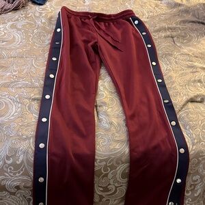 Maroon Track Pants with Snap Buttons
